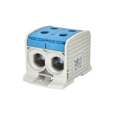 Svorka univerzálna RKA 300 1/4 N, 520A, 1pól. (4x vstup), AL/CU, modrá, na DIN/na panel