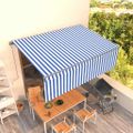 vidaXL Automatická markíza s tienidlom 4x3m modro-biela