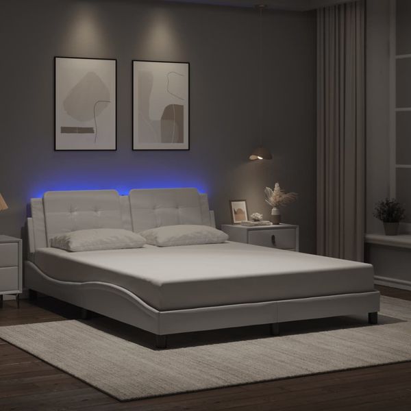 vidaXL Rám postele s LED bez matraca Zadar biely 160x200 cm