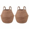vidaXL Kvetináč s uchami 2 ks Prírodná Ø 22 x 20 cm 100% Morská tráva