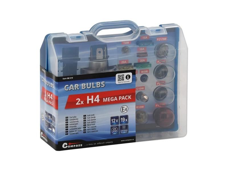 Sada autožiaroviek MEGA H4+H4+poistky COMPASS 08519
