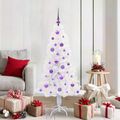 vidaXL Umelý vianočný stromček s 150 LED-i Biela 150 cm PVC a oceľ