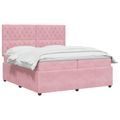 vidaXL LED boxspring posteľ s matracom Ružová 200 x 200 cm Zamat