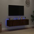 vidaXL TV nástenné skrinky s LED svetlami 2 ks hnedý dub 60x35x31 cm