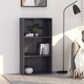 vidaXL Knižnica s 3 policami, lesklá sivá 60x30x114 cm, drevotrieska