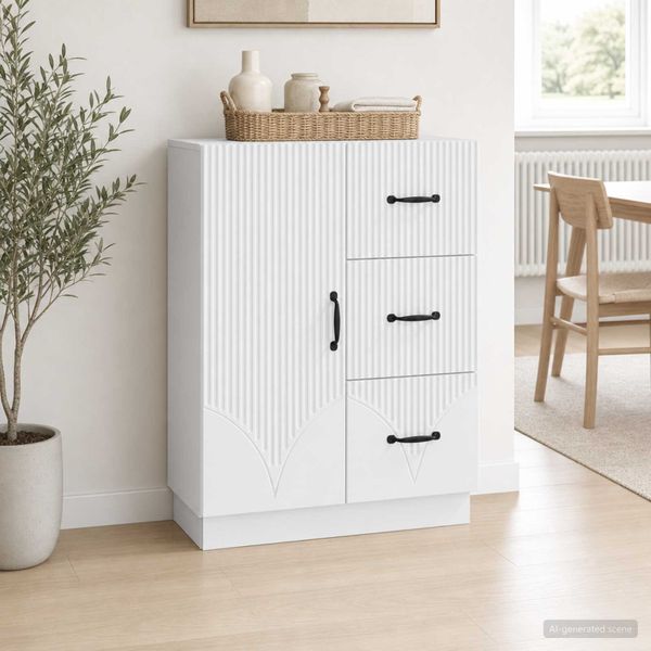 vidaXL Servírovacia skriňa Biela 66 x 34,5 x 87 cm Kompozitné drevo