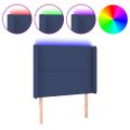 vidaXL Čelo postele s LED modré 83x16x118/128 cm látka
