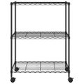 vidaXL Regál s 3 policami na kolieskach 60x35x81 cm čierny 150 kg