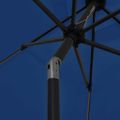 vidaXL Záhradný slnečník s LED, hliníková tyč 300 cm, azúrový