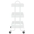 vidaXL Vozík s 3 poschodiami biely 43x34x79 cm oceľ