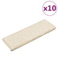 vidaXL Schodové rohože 10 ks 65x21x4 cm biele s obdĺžnikovým okrajom