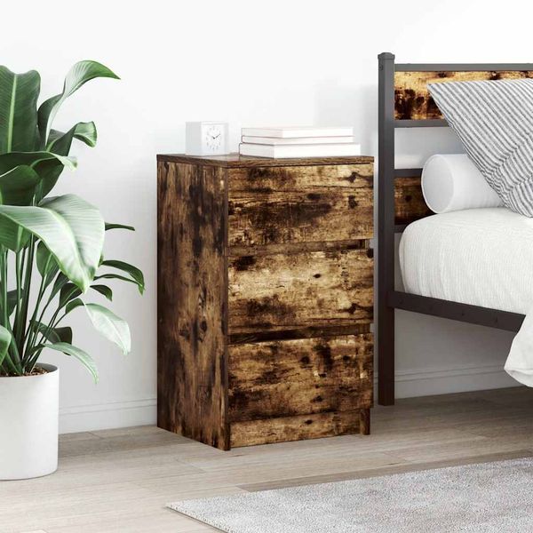 vidaXL Nočné skrinky s 3 zásuvkami 2 ks dymový dub 39x35x65 cm