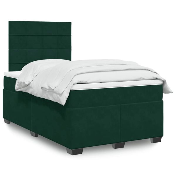vidaXL Boxspring posteľ s matracom, tmavozelená 120x190cm, zamat