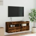 vidaXL TV nástenná skrinka s LED svetlami dymový dub 100x30x40 cm