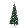 vidaXL Rohový umelý vianočný strom s 300 LED-i Zelená 180 cm PVC a kov