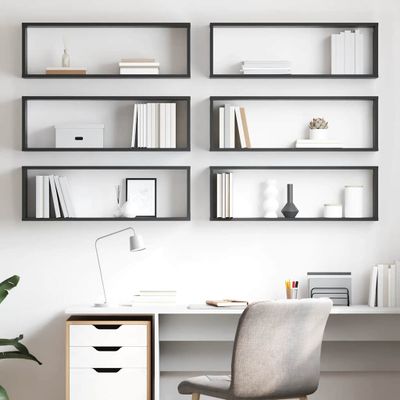 vidaXL Nástenné police 6 ks, sivé 80x15x26,5 cm, kompozitné drevo