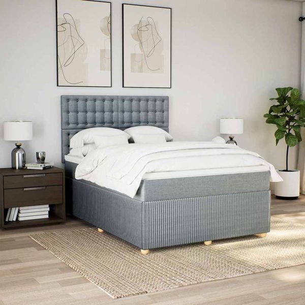 vidaXL Boxspring posteľ s matracom svetlosivá 100x200 cm látka