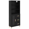 vidaXL Highboard Čierny dub 69,5 x 32,5 x 180 cm Kompozitné drevo