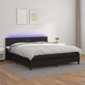 vidaXL Boxspring posteľ s matracom a LED čierna 160x200 cm umelá koža