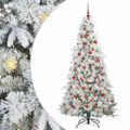 vidaXL Umelý Sklápací Vianočný Stromček Biela 180 cm PE a PVC