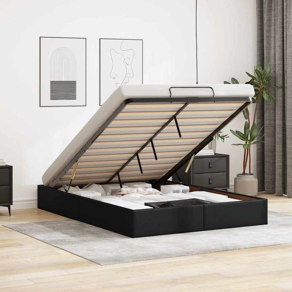 vidaXL Osmanský rám postele bez matraca čierna 140x200 cm umelá koža