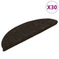 vidaXL Schodové rohože, samolepiace, 30 ks, 56x17x3 cm, tmavohnedé, polkruhové