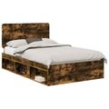 vidaXL Rám postele Dymová dub 135 x 190 cm Masívne borovicové drevo