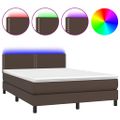 vidaXL Boxspring posteľ s matracom a LED hnedá 140x190 cm umelá koža