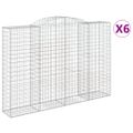 vidaXL Oblúkové gabionové koše 6ks 300x50x200/220cm pozinkované železo
