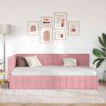 vidaXL Rohový rám postele s čelnou doskou Ružová 100 cm x 200 cm Zamat