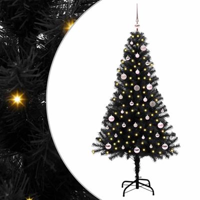 vidaXL Vianočný stromček s 150 LED-i so stojanom Čierna 150 cm PVC
