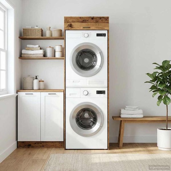 vidaXL Kabinet na práčku s úložiskom Staré drevo 67,5 x 68 x 200 cm