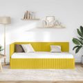 vidaXL Rohový rám postele s čelnou doskou Žltá 90 cm x 190 cm Zamat