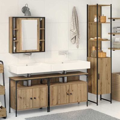 vidaXL Sada kúpeľňového nábytku 4 pcs Remeselný dub Kompozitné drevo