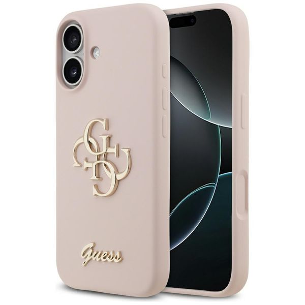 Puzdro Guess Silicone Big 4G Script pre iPhone 17 ružové