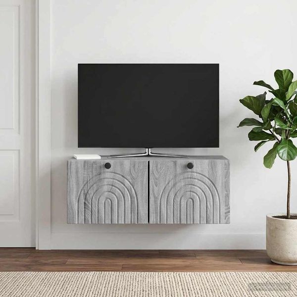 vidaXL Nástenná TV skrinka Nástenný Sivá sonoma 78,5 x 31 x 30 cm