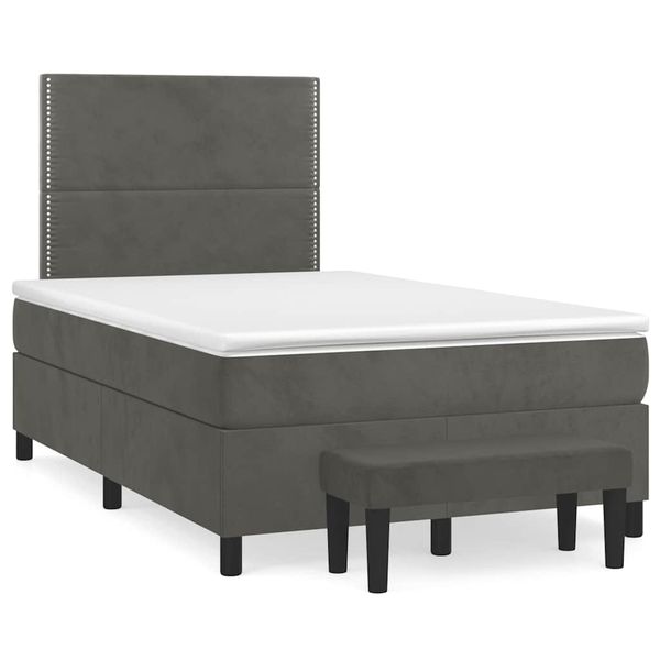 vidaXL Boxspring posteľ s matracom, tmavosivá 120x190 cm, zamat