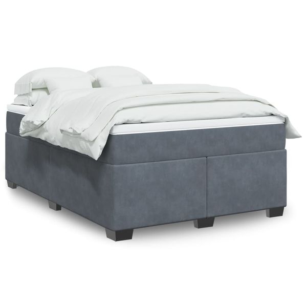 vidaXL Posteľný rám boxspring s matracom tmavosivý 160x200 cm zamat