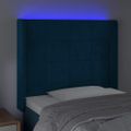 vidaXL Čelo postele s LED tmavomodré 103x16x118/128 cm zamat