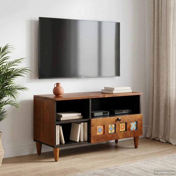 vidaXL TV skrinka s poličkou Orech 80 x 33 x 46 cm Masívne mango drevo