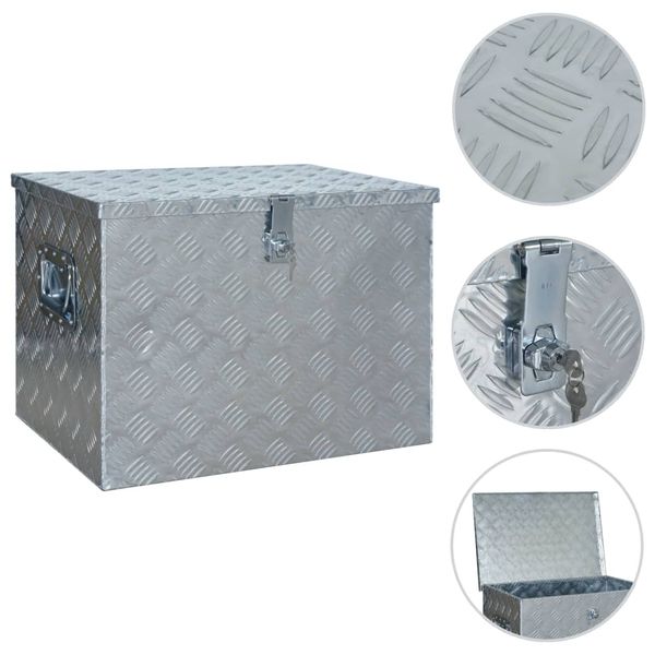 vidaXL Hliníková bednička 610x430x455 mm strieborná