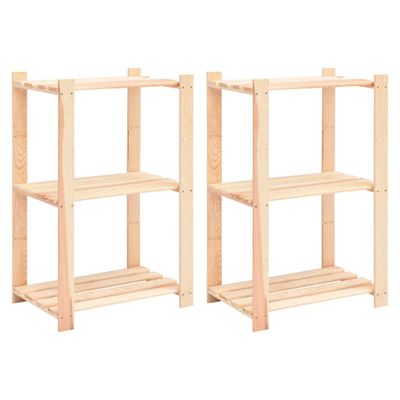 vidaXL Regály s 3 policami 2 ks 60x38x90 cm borovicový masív 150 kg