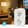 Chytrá DUO zásuvka NEDIS WIFIP141EWT /Wi-Fi/merič spotreby/16A/3680W/biela