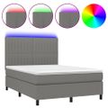 vidaXL Posteľ boxsping s matracom a LED tmavosivá 140x200 cm látka