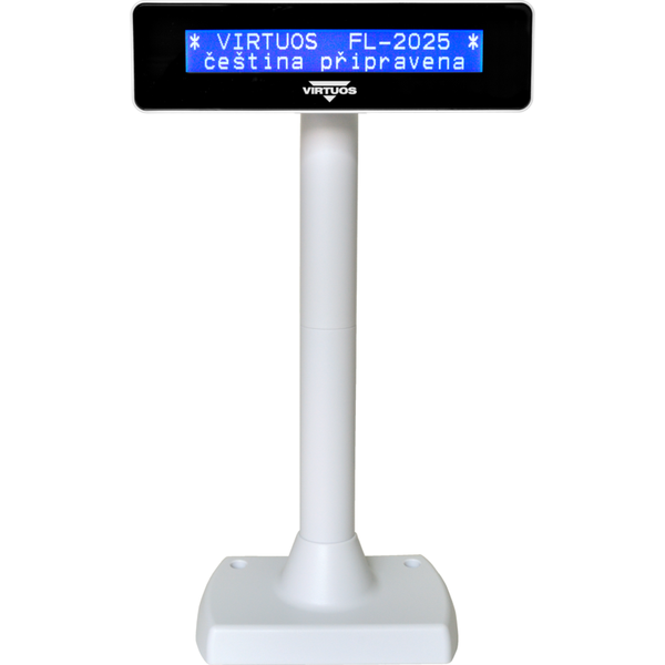 LCD zákaznícky displej Virtuos FL-2025MB 2x20, USB biely