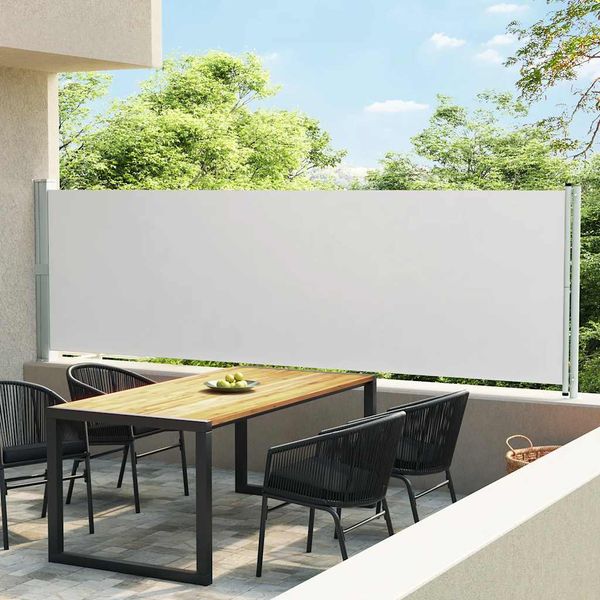 vidaXL Zaťahovacia bočná markíza na terasu 140x600 cm, krémová
