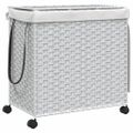 vidaXL Kôš na bielizeň s kolieskami biely 60x35x60,5 cm ratan