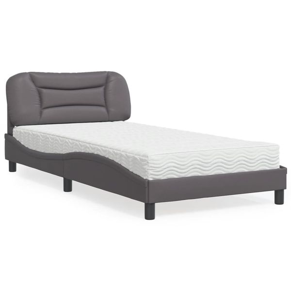 vidaXL Posteľ s matracom Hvar sivá 100x200 cm umelá koža