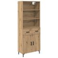 vidaXL Highboard Remeselný dub 69,5 x 34 x 180 cm Kompozitné drevo