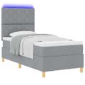 vidaXL LED box s pružinami Svetlosivá 90 x 190 cm látka